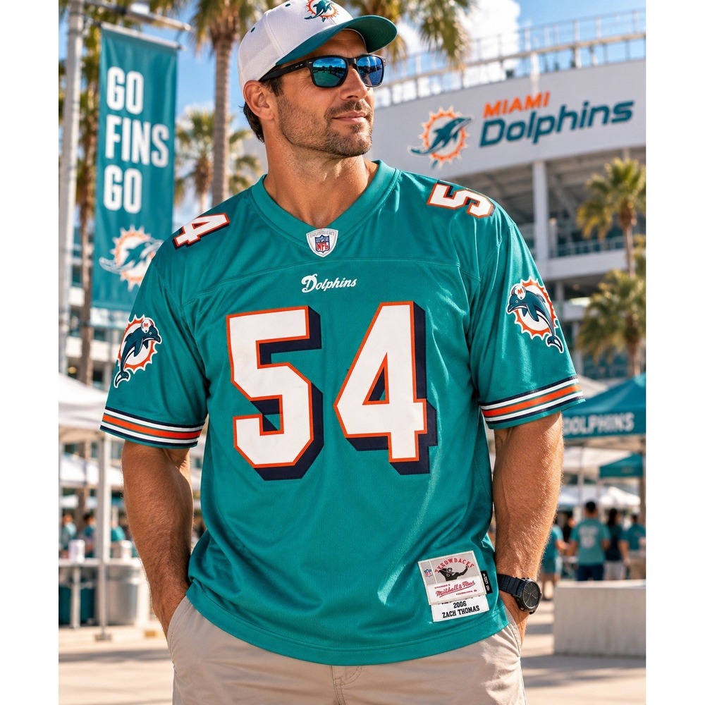Zach Thomas Miami Dolphins Jersey 3XL 56 Mitchell & Ness 2006 Throwback NFL
